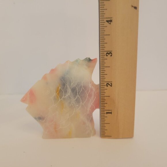Hand-Carved Multicolor Onyx Fish Figurine 4" Decorative Sculpture - Picture 6 of 6